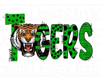 Green and Black Tigers png , Tigers Sublimation Designs Downloads