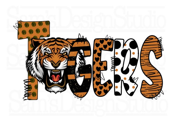 Tigers Orange and Black PNG Tigers Doodle Sublimation - Etsy