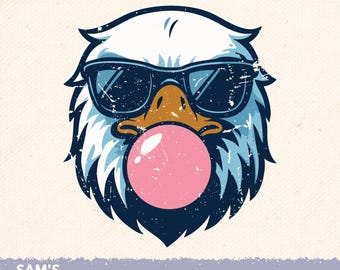 Blue & White Eagles PNG: Bubble Gum Design for T-Shirts (Digital Download