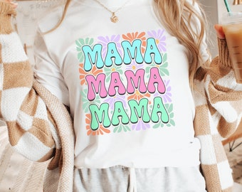 Mamá Retro PNG: Diseño floral de sublimación (Descarga digital)