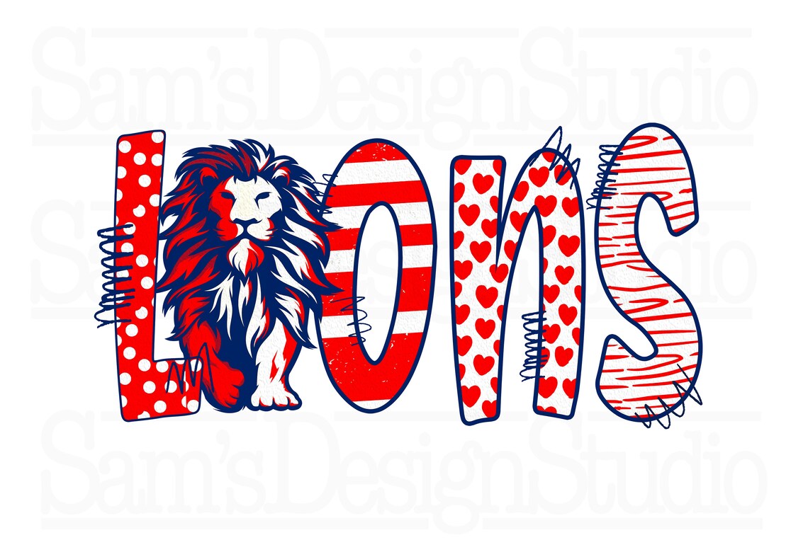 Red Lions PNG Doodle Lions Sublimation Designs Downloads Etsy