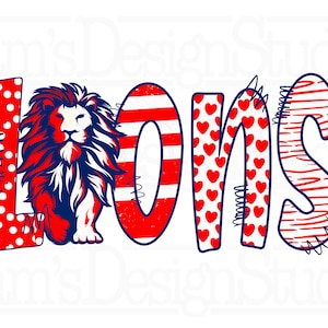 Red Lions Doodle PNG: Sublimation Designs (Digital Download)