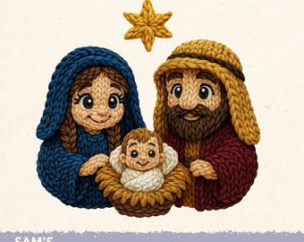 Faux Yarn PNG – Cozy Crochet Christmas Clipart for Sublimation Crafts and T Shirts