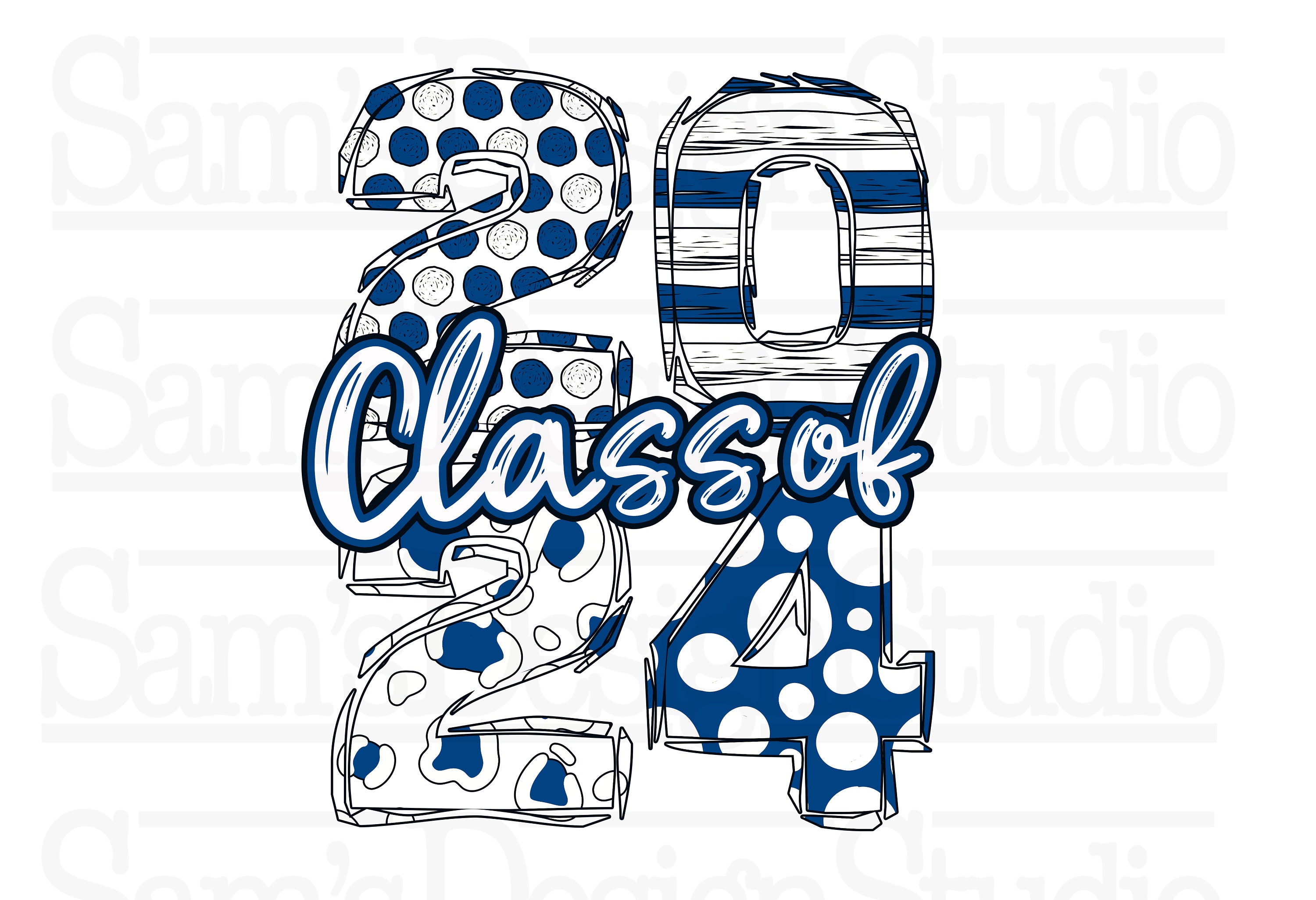 Blue and White Class of 2024 PNG Senior Class 2024 Etsy