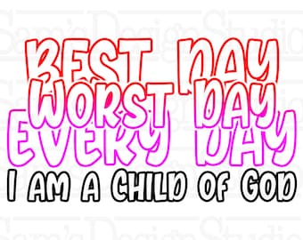 Child of God PNG , Red and Pink Stacked Words Christian Sublimation Designs Downloads , Inspirational Sublimation PNG