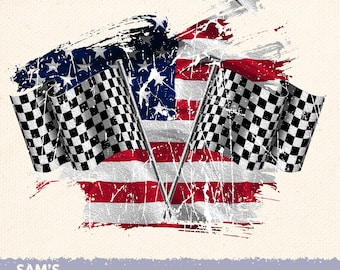 Racing American Flag PNG , USA Checkered Flag Sublimation Designs Downloads , 4th of July Racing Sublimation PNG