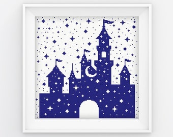 Castle cross stitch pattern, cute baby cross stitch embroidery picture - easy counted cross stitch pattern PDF