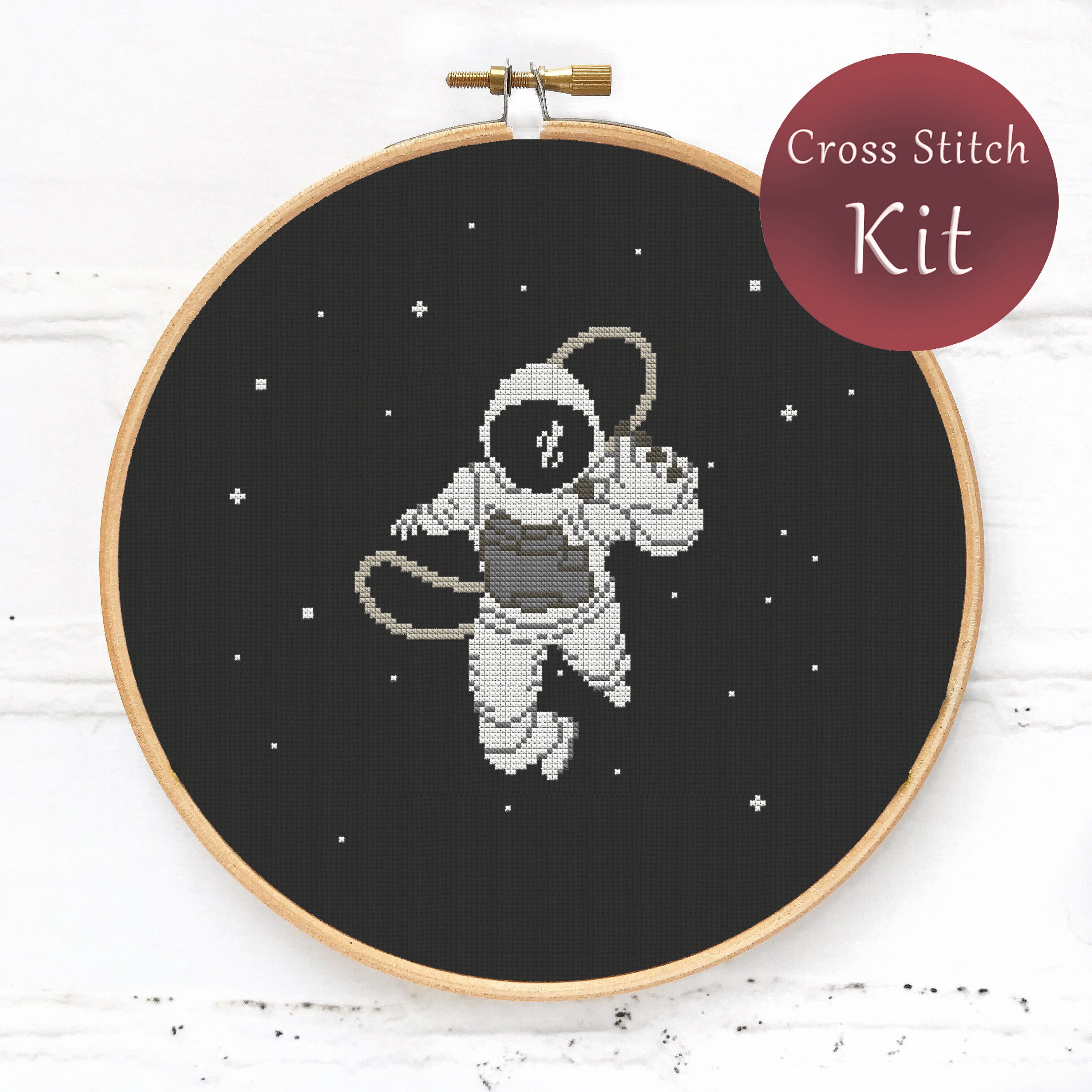 Astronaut in the space cross stitch kit | Etsy
