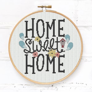 Schema punto croce Casa dolce casa, simpatica immagine ricamata per regalo di inaugurazione della casa