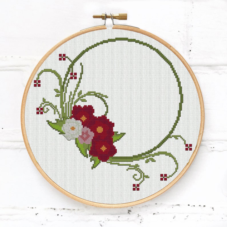 Download Flower wreath cross stitch pattern PDF: easy floral ...