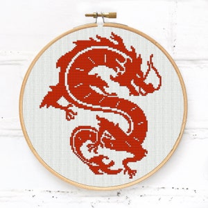 Chinese dragon counted cross stitch pattern - easy xstitch chart PDF
