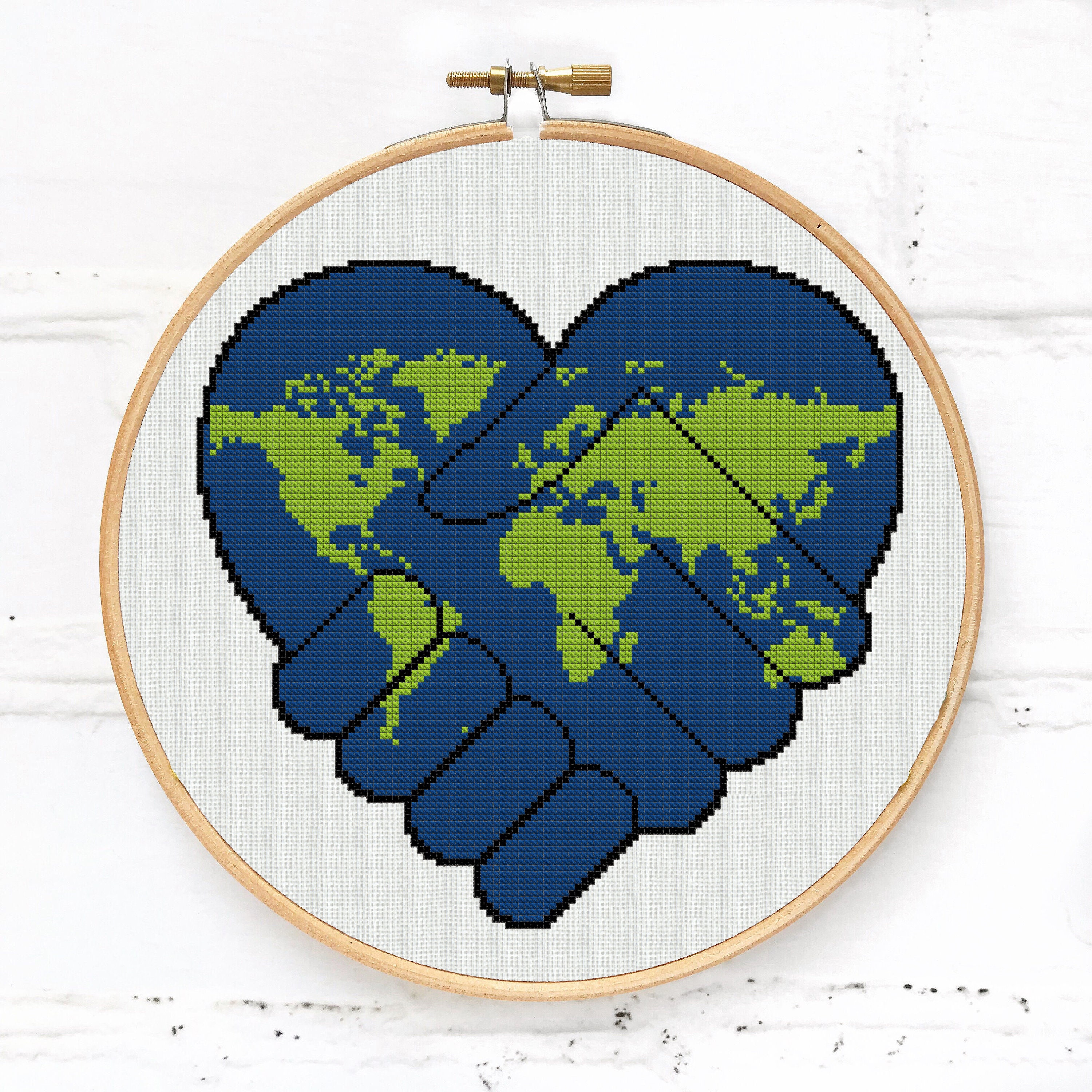 The Earth Counted Cross Stitch Pattern PDF World Map Hand Etsy