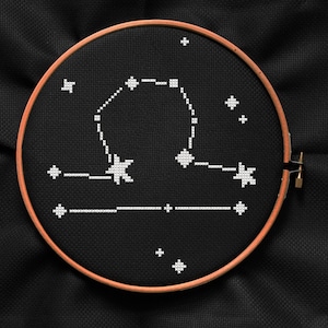 Libra cross stitch pattern PDF, zodiac constellation sign embroidered picture xstitch chart