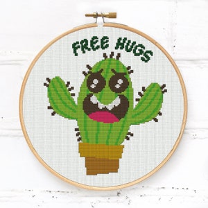 Free hugs cactus cross stitch pattern PDF