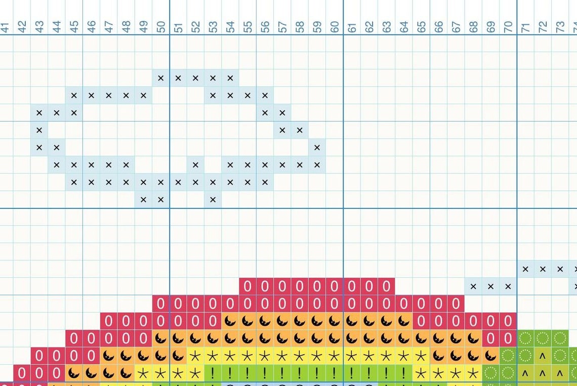 Pink Castle Cross Stitch Pattern PDF With Rainbow in the Sky - Etsy