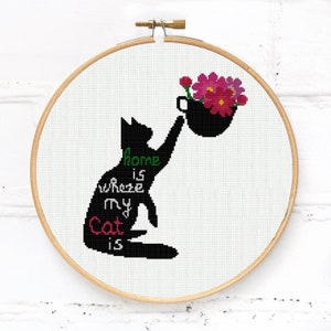 Home is Where My Cat Is Cross Stitch Pattern: Modern Xstitch (PDF)