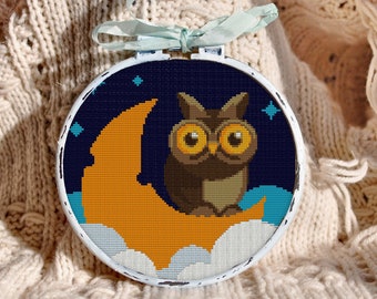 Owl cross stitch pattern PDF - cute animal cross stitch pattern for baby nursery embroidery hoop art