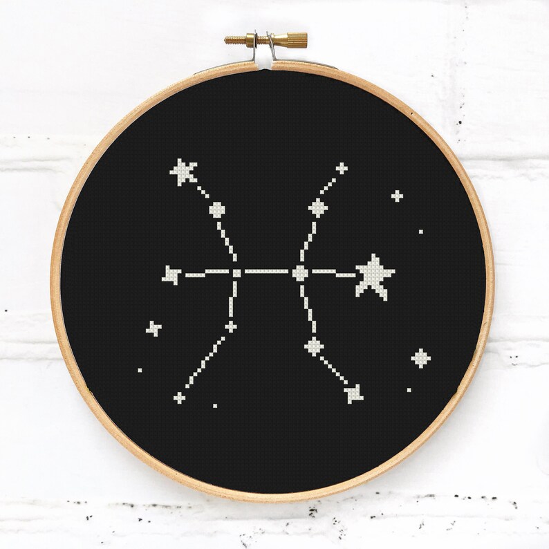 Pisces Counted Cross Stitch Pattern Zodiac Constellation Sign Etsy