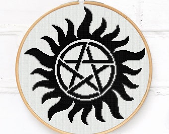 Supernatural Anti-Possession Tattoo Pentagram Symbol Cross stitch pattern PDF