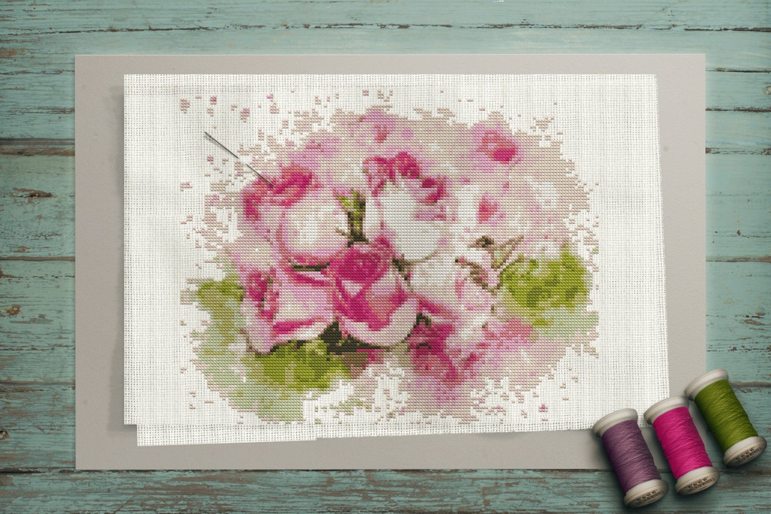 Flower Cross Stitch Pattern PDF: Roses for Your Floral Embroidery Hoop ...