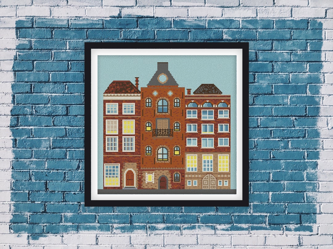 Modern City House Cross Stitch Pattern PDF for Embroidered Picture ...