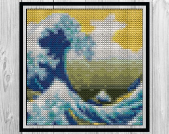 The Great Wave off Kanagawa Katsushika Hokusai cross stitch pattern PDF