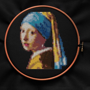 La ragazza con l&#39;orecchino di perla Johannes Vermeer dipinge mini schema punto croce PDF