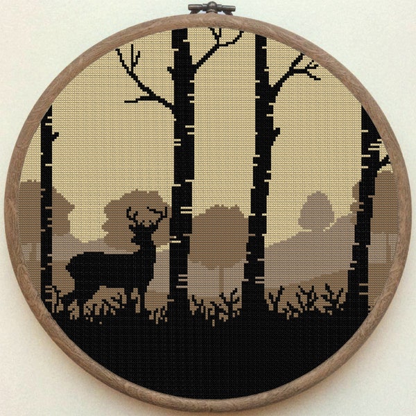 Deer xstitch pattern: modern xstitch chart for embroidery hoop art - Cross stitch pattern PDF