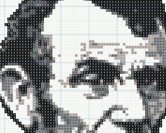 エイブラハム・リンカーンの肖像画のクロスステッチパターン、白黒