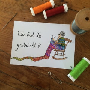 Carte postale Comment êtes-vous tricoté? | | d’impression d’art à l’aquarelle | A6 | tricot | tricot strickliesl | Carte postale psychologique