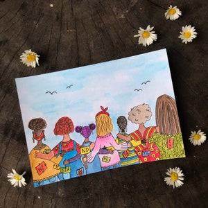 Cartão postal Nós estamos juntos! | Impressão de arte em aquarela | A6 | Vidas Negras Importam | Orgulho | Feminismo | Irmandade | Paz