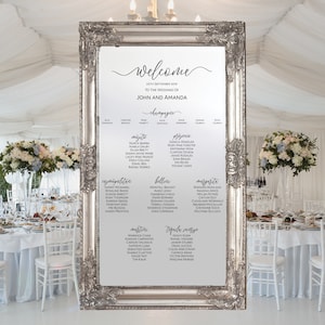 Mirror table plan/ Wedding Table Plan / Mirror Seating Plan/ Wedding signs/ Wedding vinyl sticker/ Table Plan Decal/ Wedding Seat chart