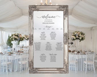 Mirror table plan/ Wedding Table Plan / Mirror Seating Plan/ Wedding signs/ Wedding vinyl sticker/ Table Plan Decal/ Wedding Seat chart