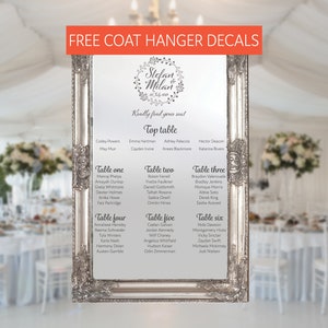 Wedding signs / Table plan/ Seating plan for mirrors and acrylic sheets /Vinyl Custom Decal/ Personalised Signage/ DIY Mirror Decal