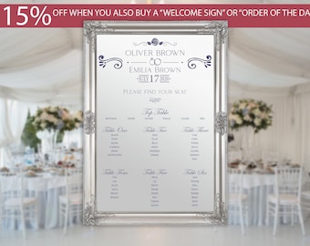 Wedding Table Plan Decal, Mirror Seating Chart Vinyl