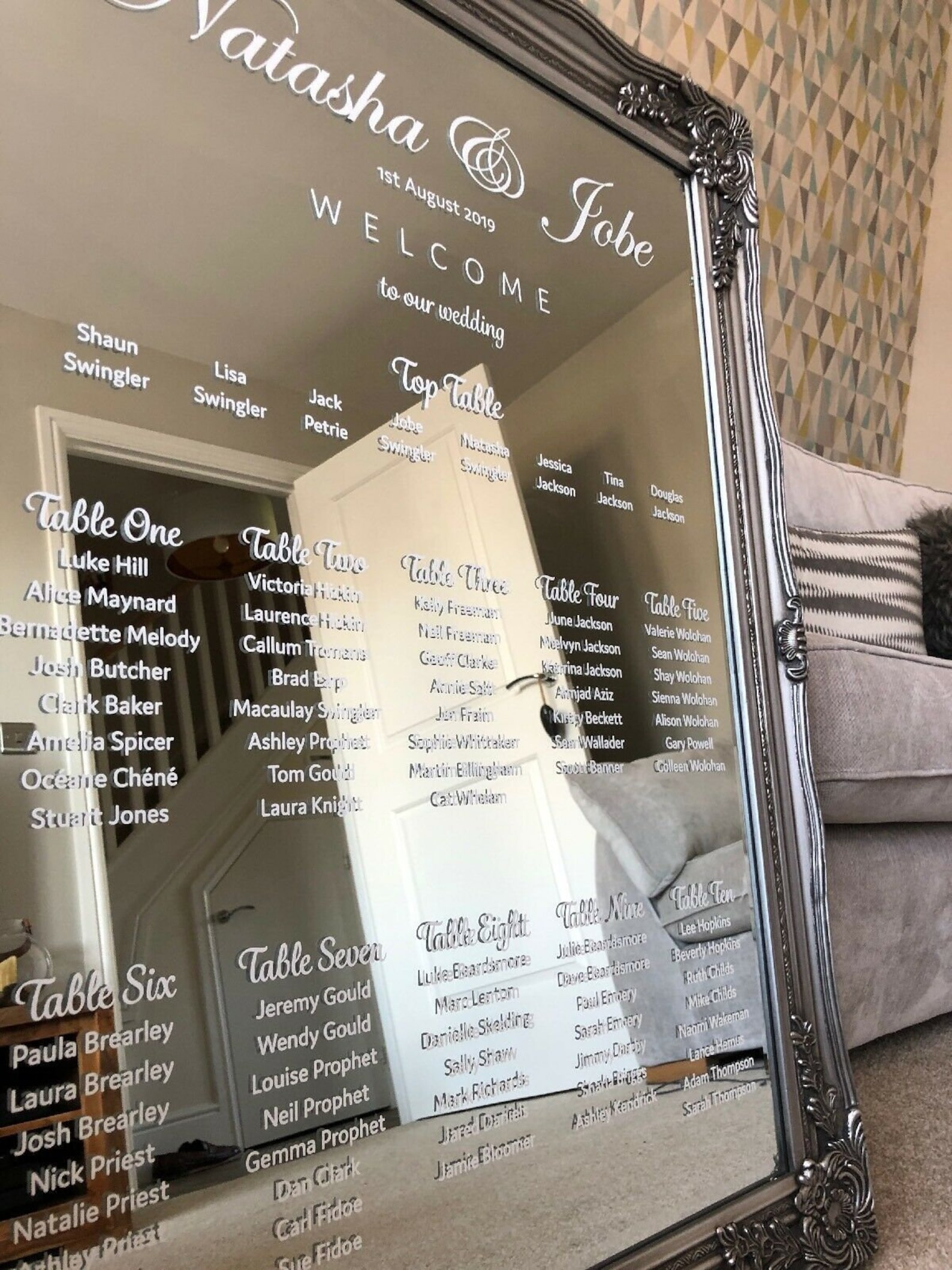 Mirror Table Plan/ Wedding Table Plan / Mirror Seating Plan/ Etsy UK