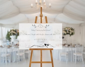 Calcomanía personalizada para letrero de bienvenida de boda: espejo personalizado o acrílico