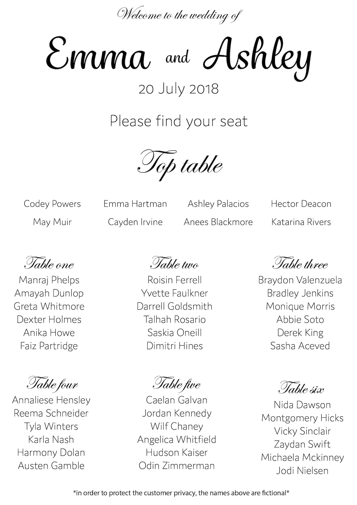 Wedding Table Plan/ Custom Table Plan/ Mirror Table Plan Etsy UK