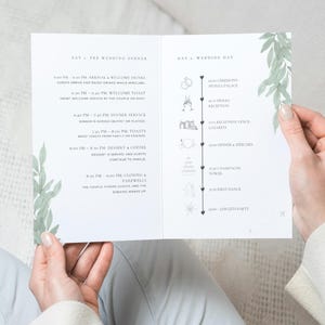 Modello di itinerario per il weekend di nozze, biglietti per eventi di nozze, eventi del weekend di nozze, modelli Canva