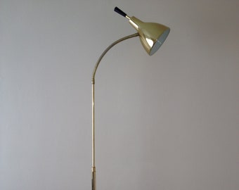 Marble & Brass GOOSENECK FLOOR LAMP Mid Century Arteluce Stilnovo Eames Deco Atomic 60s