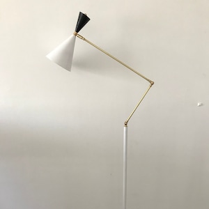 FLOOR LAMP Adjustable HOURGLASS White & Black - Arteluce, Mid Century, Stilnovo, Eames, Deco, Atomic, Elegant