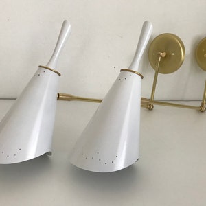 PAIR Guariche Stilnovo Arteluce White Cone SCONCES - LIGHTS Mid Century Eames Atomic Deco 50s