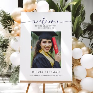 Graduation Party Welcome Sign Template, Modern Minimalist Party Decoration, Printable Welcome Poster