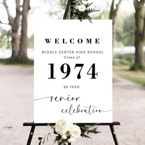 Class Reunion Welcome Sign, Any Year 50th Class Reunion Welcome board, 50 year High School Reunion, Minimalist, Printable Welcome Sign