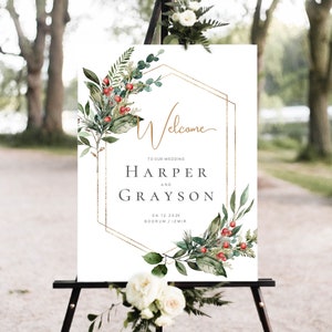 Christmas Wedding Welcome Sign, Wedding Welcome Poster, Printable Welcome Sign, Welcome sign, Holiday Welcome Sign, We Edit You Print