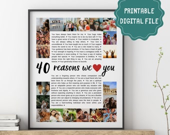 40 Reasons We Love You Photo Collage, Why I Love You Picture Collage, Best Friend Birthday Gift, We Edit You Print