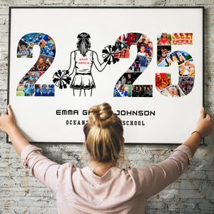 2025 Personalized Cheerlading Photo Collage Canva Template, Printable Custom Sports Team Poster Board,DIY Senior Cheerleader, Coach Gift