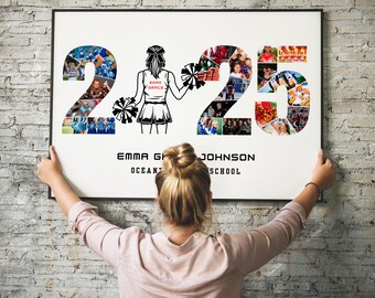 2025 Personalized Cheerlading Photo Collage Canva Template, Printable Custom Sports Team Poster Board,DIY Senior Cheerleader, Coach Gift