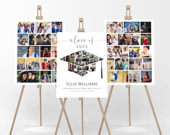 Graduation Photo Collage Canva Template, Class of 2025, Custom Graduation Poster, Printable Graduation Gift, Multiple Sizes