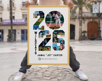 2026 Baseball Photo Collage Template, 2026 Photo Year Collage, Gift for Baseball Player, Mascot Senior Night Gift, Sport Idea Gift Digital